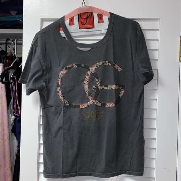 Obey Tops - Obey Women’s OG floral distressed tee